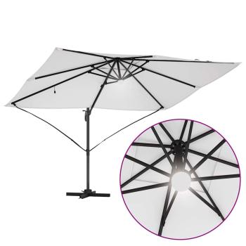 Freischwingender Sonnenschirm Sand Polyester, Aluminium Groß