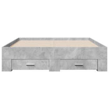 Bettgestell mit Schubladen Betongrau 140x190 cm Holzwerkstoff