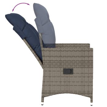 3-teiliges Bistro-Set mit Kissen Grau Poly Rattan