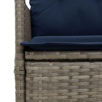 3-teiliges Bistro-Set mit Kissen Grau Poly Rattan