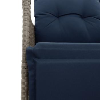 Gartensofa Verstellbar 2-Sitzer mit Tisch Grau Poly Rattan