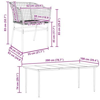 9-teiliges Garten-Esszimmerset Braunes Polyrattanglas