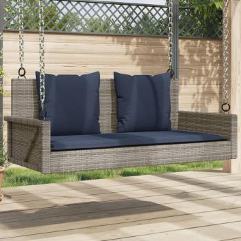ARDEBO.de - Schaukelbank mit Kissen Grau 119x56x48 cm Poly Rattan