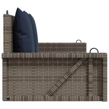 Schaukelbank mit Kissen Grau 119x56x48 cm Poly Rattan