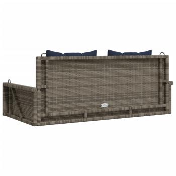 Schaukelbank mit Kissen Grau 119x56x48 cm Poly Rattan
