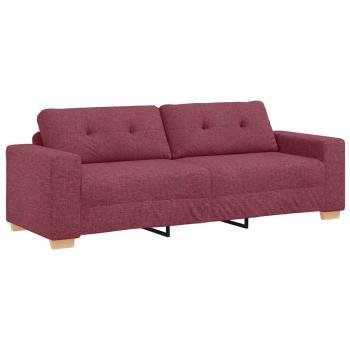 2-teiliges Sofa Set mit Kissen Weinroter Stoff