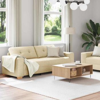 2-teiliges Sofa Set mit Kissen cremefarbenes Stoff