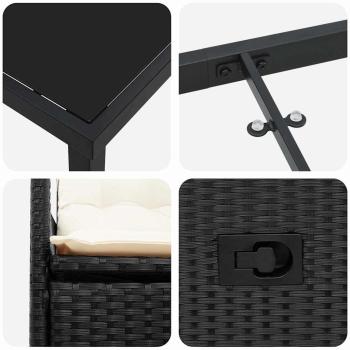5-teiliges Garten-Dining-Set mit Kissen Schwarz Poly-Rattan