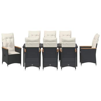 Garten Essgruppe mit Kissen 9 pcs Schwarz Poly-Rattan