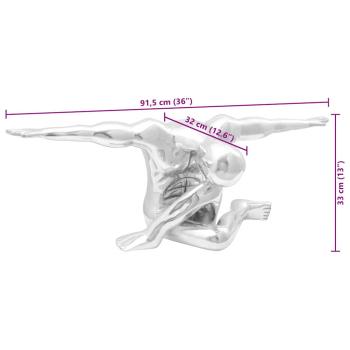 Skulptur Silbern 91,5x32x33 cm Aluminium Dankender Mann