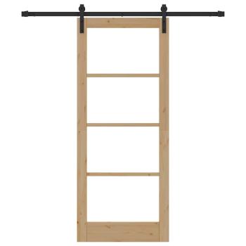 Schiebetür mit Hardware-Set "ORKDAL" aus Massivholz und Glas, Innentür mit Glas "ORKDAL" 83x202x4 cm aus Massivholz Kiefer