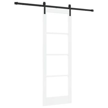 Schiebetür mit Beschlagset , ORKDAL, Weiß Massivholz & Glas, Innentür mit Glas "ORKDAL" Weiß 73,5x211x4 cm