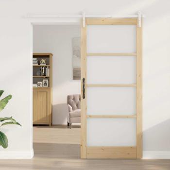 Schiebetür mit Hardware-Set 'ORKDAL'aus massivem Holz und Glas, Innentür mit Glas 'ORKDAL'93x211x4 cm aus massivem Kiefernholz