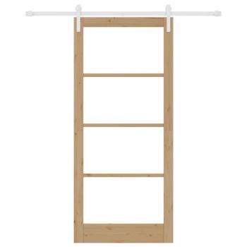 Schiebetür mit Hardware-Set 'ORKDAL'aus massivem Holz und Glas, Innentür mit Glas 'ORKDAL'93x211x4 cm aus massivem Kiefernholz