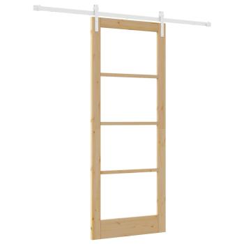 Schiebetür mit Hardware-Set "ORKDAL" aus solidem Holz und Glas, Innentür mit Glas "ORKDAL" 83x211x4 cm aus solidem Kiefernholz