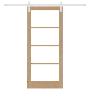 Schiebetür mit Hardware-Set 'ORKDAL'aus massivem Holz & Glas, Innentür mit Glas 'ORKDAL'86x198.5x4 cm aus massivem Kiefernholz