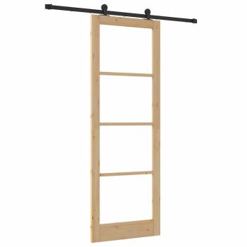 Schiebetür mit Hardware-Set 'ORKDAL'aus Massivholz & Glas, Innentür mit Glas 'ORKDAL'83x232x4 cm aus Massivholz Kiefer