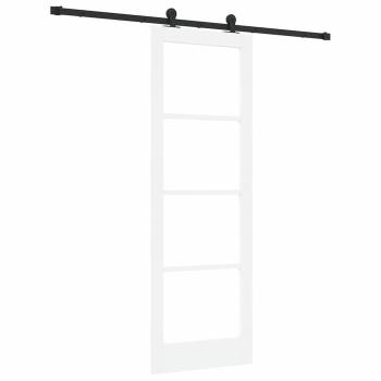 Schiebetür mit Beschlägen 'ORKDAL'Weiße Massivholz & Glas, Innentür mit Glas 'ORKDAL'Weiß 73,5x211x4 cm