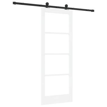 Schiebetür mit Beschlagsatz 'ORKDAL'Weiße Massivholz und Glas, Innentür mit Glas 'ORKDAL'Weiß 78x202x4 cm