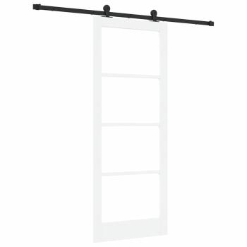 Schiebetür mit Hardware Set 'ORKDAL'Weiß Massivholz & Glas, Innentür mit Glas 'ORKDAL'Weiß 83x211x4 cm