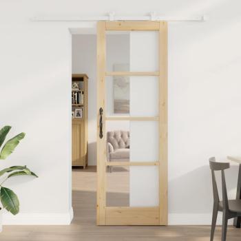 ARDEBO.de - Schiebetür mit Hardware-Set 'ORKDAL'Massivholz & Glas, Innentür mit Glas 'ORKDAL'73.5x211x4 cm Massivholz Kiefer