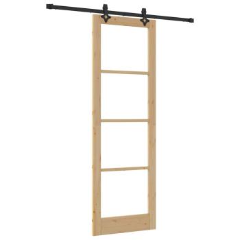 Schiebetür mit Hardware-Set ?ORKDAL? aus Massivholz & Glas, Innentür mit Glas ?ORKDAL? 78x232x4 cm aus massivem Kiefernholz