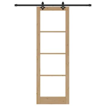 Schiebetür mit Hardware-Set ?ORKDAL? aus Massivholz & Glas, Innentür mit Glas ?ORKDAL? 78x232x4 cm aus massivem Kiefernholz