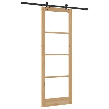 Schiebetür mit Hardware Set 'ORKDAL'aus massivem Holz und Glas, Innentür mit Glas 'ORKDAL'83x232x4 cm aus massivem Kiefernholz