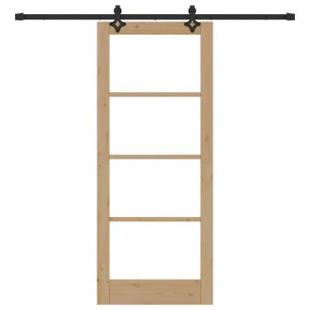 Schiebetür mit Hardware-Set 'ORKDAL'aus massivem Holz & Glas, Innentür mit Glas 'ORKDAL'83x202x4 cm aus massivem Kiefernholz