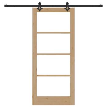 Schiebetür mit Montageset 'ORKDAL'aus Massivholz und Glas, Innentür mit Glas 'ORKDAL'86x198,5x4 cm aus Massivholz Kiefer