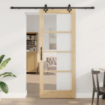 ARDEBO.de - Schiebetür mit Hardware-Set "ORKDAL" Massivholz & Glas, Innentür mit Glas "ORKDAL" 86x211x4 cm Massivholz Kiefer