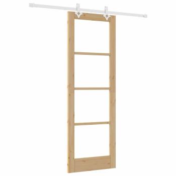 Schiebetür mit Hardware Set 73,5 x 211 cm Massivholz Fichte, Innentür mit Glas 'ORKDAL'73,5 x 211 x 4 cm Massivholz Fichte