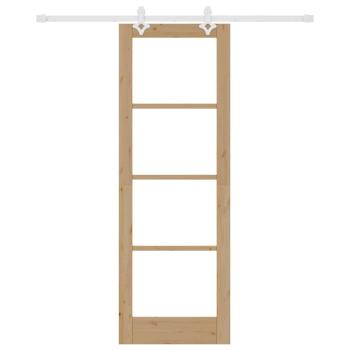 Schiebetür mit Hardware Set 73,5 x 211 cm Massivholz Fichte, Innentür mit Glas 'ORKDAL'73,5 x 211 x 4 cm Massivholz Fichte