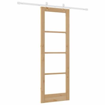 Schiebetür mit Hardware Set 73,5 x 211 cm Massivholz Fichte, Innentür mit Glas 'ORKDAL'73,5 x 211 x 4 cm Massivholz Fichte