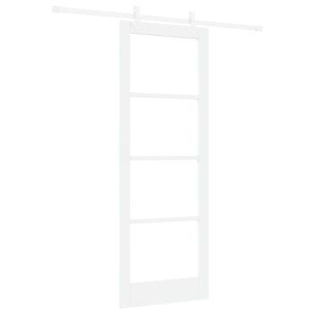 Schiebetür mit Zubehör Set Weiß 78x211 cm Massivholz Kiefer, Innentür mit Glas "ORKDAL" Weiß 78x211x4 cm