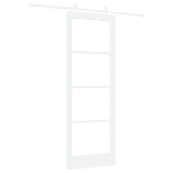 Schiebetür mit Zubehör Set Weiß 78x211 cm Massivholz Kiefer, Innentür mit Glas "ORKDAL" Weiß 78x211x4 cm