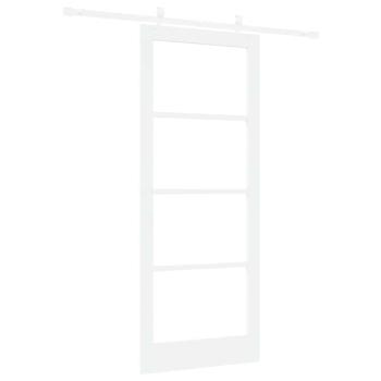 Schiebetür mit Hardware-Set Weiß 86x211 cm Massivholz Kiefer, Innentür mit Glas 'ORKDAL'Weiß 86x211x4 cm