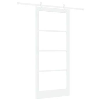 Schiebetür mit Zubehör-Set Weiß 93x211 cm Massivholz Kiefer, Innentür mit Glas "ORKDAL" Weiß 93x211x4 cm