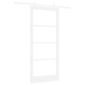 Schiebetür mit Zubehör-Set Weiß 93x211 cm Massivholz Kiefer, Innentür mit Glas "ORKDAL" Weiß 93x211x4 cm