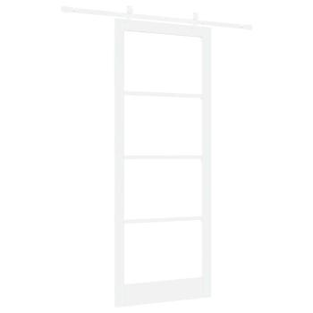 Schiebetür mit Hardware-Set Weiß 93x232 cm Massivholz Fichte, Innentür mit Glas 'ORKDAL'Weiß 93x232x4 cm