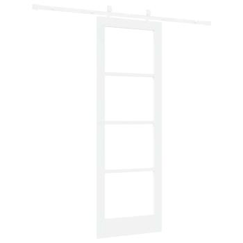 Schiebetür mit Hardware-Set Weiß 73,5x211 cm Massivholz Kiefer, Innentür mit Glas 'ORKDAL'Weiß 73,5x211x4 cm