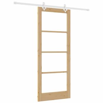 Schiebetür mit Hardware Set 86x211 cm Massivholz Kiefer, Innentür mit Glas 'ORKDAL'86x211x4 cm Massivholz Kiefer