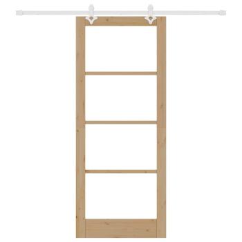 Schiebetür mit Hardware Set 86x211 cm Massivholz Kiefer, Innentür mit Glas 'ORKDAL'86x211x4 cm Massivholz Kiefer