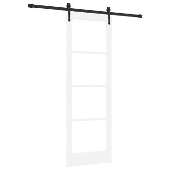 Schiebetür mit Beschlag-Set Weiß 73,5x211 cm Massivholz Kiefer, Innentür mit Glas 'ORKDAL'Weiß 73,5x211x4 cm
