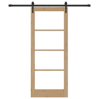 Schiebetür mit Beschlägen Set 83x202 cm Vollholz Kiefer, Innentür mit Glas 'ORKDAL'83x202x4 cm Vollholz Kiefer