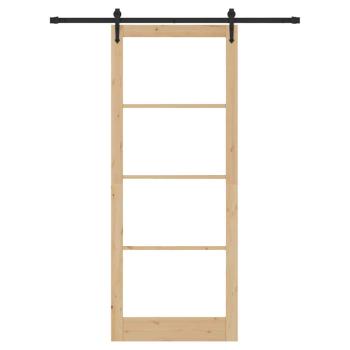 Schiebetür mit Beschlagset 83x232 cm Massivholz Kiefer, Innentür mit Glas 'ORKDAL'83x232x4 cm Massivholz Kiefer