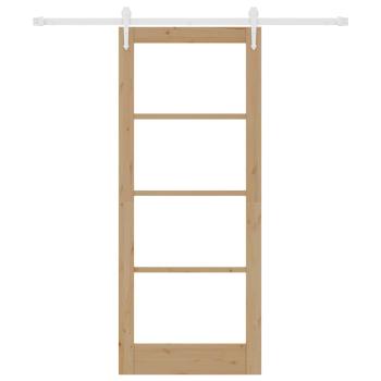 Schiebetür mit Befestigungsset 83x202 cm aus massivem Kiefernholz, Innentür mit Glas 'ORKDAL'83x202x4 cm aus massivem Kiefernholz