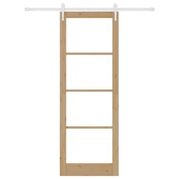 Schiebetür mit Beschlägen Set 83x232 cm Massivholz Kiefer, Innentür mit Glas 'ORKDAL'83x232x4 cm Massivholz Kiefer