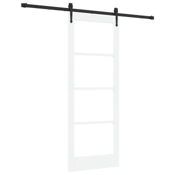 Schiebetür mit Zubehör Set Weiß 78x202 cm Massive Kiefer, Innentür mit Glas 'ORKDAL'Weiß 78x202x4 cm