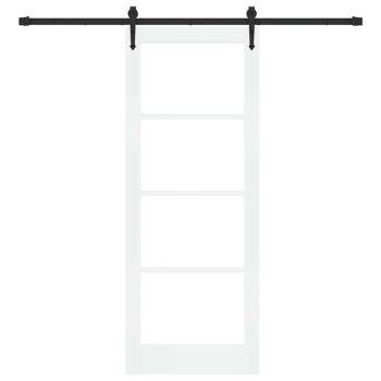 Schiebetür mit Zubehör Set Weiß 78x202 cm Massive Kiefer, Innentür mit Glas 'ORKDAL'Weiß 78x202x4 cm
